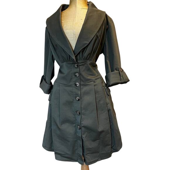 J. Peterman Dresses & Skirts - Vintage Gorpcore Dark Academia Cargo Utility Dress Army Green Sz 2 Stretchy 0